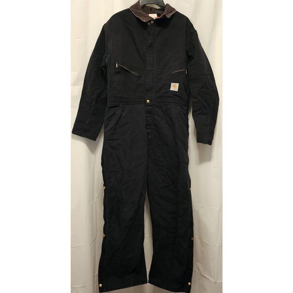 Vintage Carhartt Mens Sz 42 Quilted Insulated Black Duck Coveralls USA - Picture 1 of 11